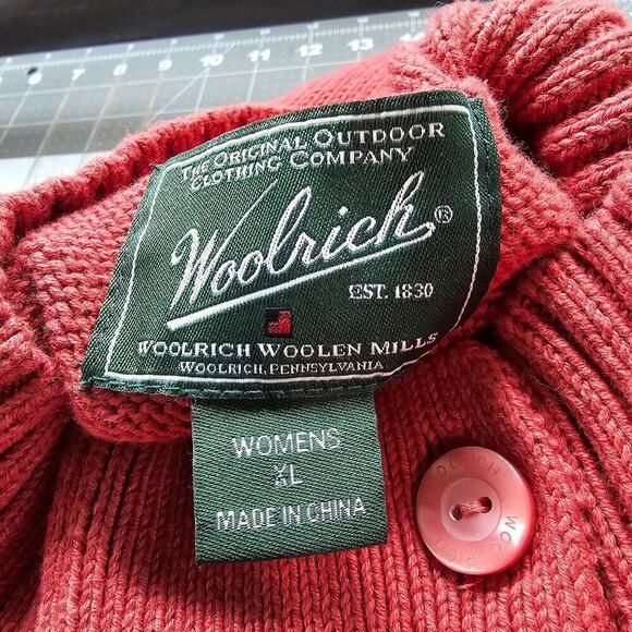 Woolrich Sweater Womens XL Red Knit Mock Neck Soft Cozy Pull Over Cotton Ribbed - Picture 8 of 9